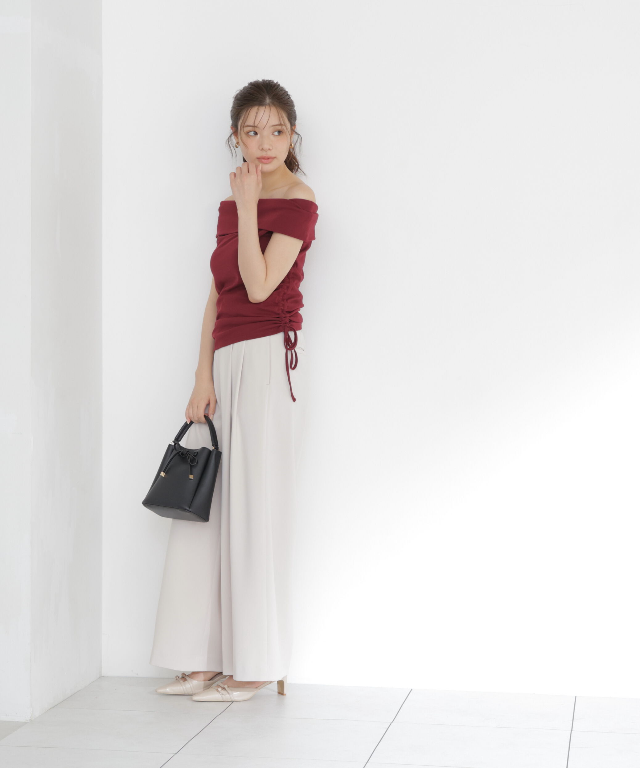 PROPORTION BODY DRESSING「＜a/mie＞ドロストオフショルカットソー」|Tシャツ・カットソー|