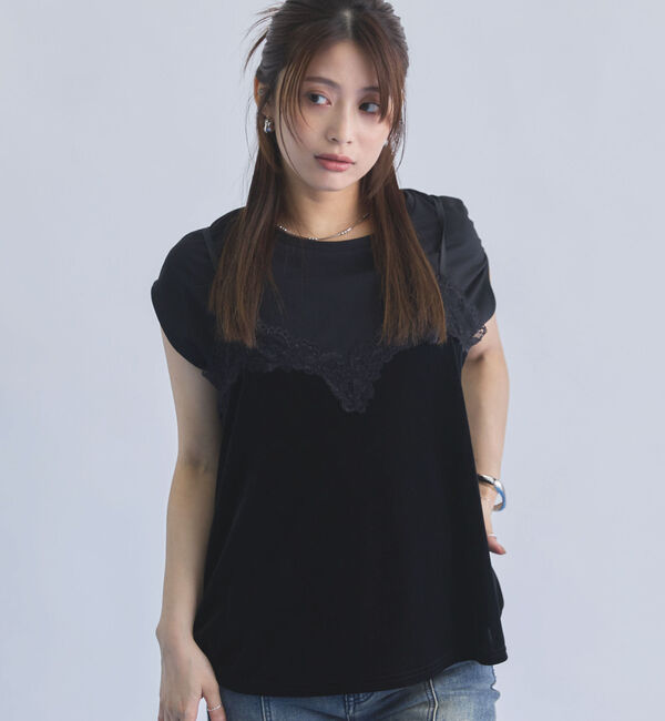 archives「レーストリムベロアビスチェ&times;フレンチＴＥＥ　ＳＥＴ」|カーディガン|