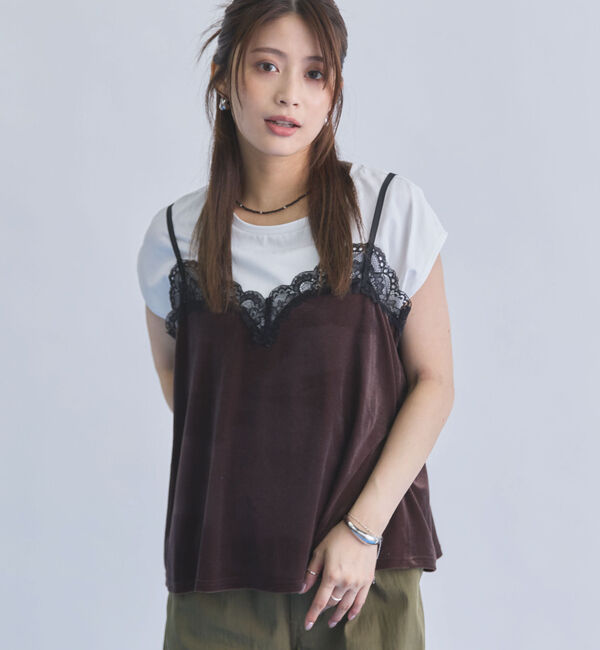 archives「レーストリムベロアビスチェ&times;フレンチＴＥＥ　ＳＥＴ」|カーディガン|