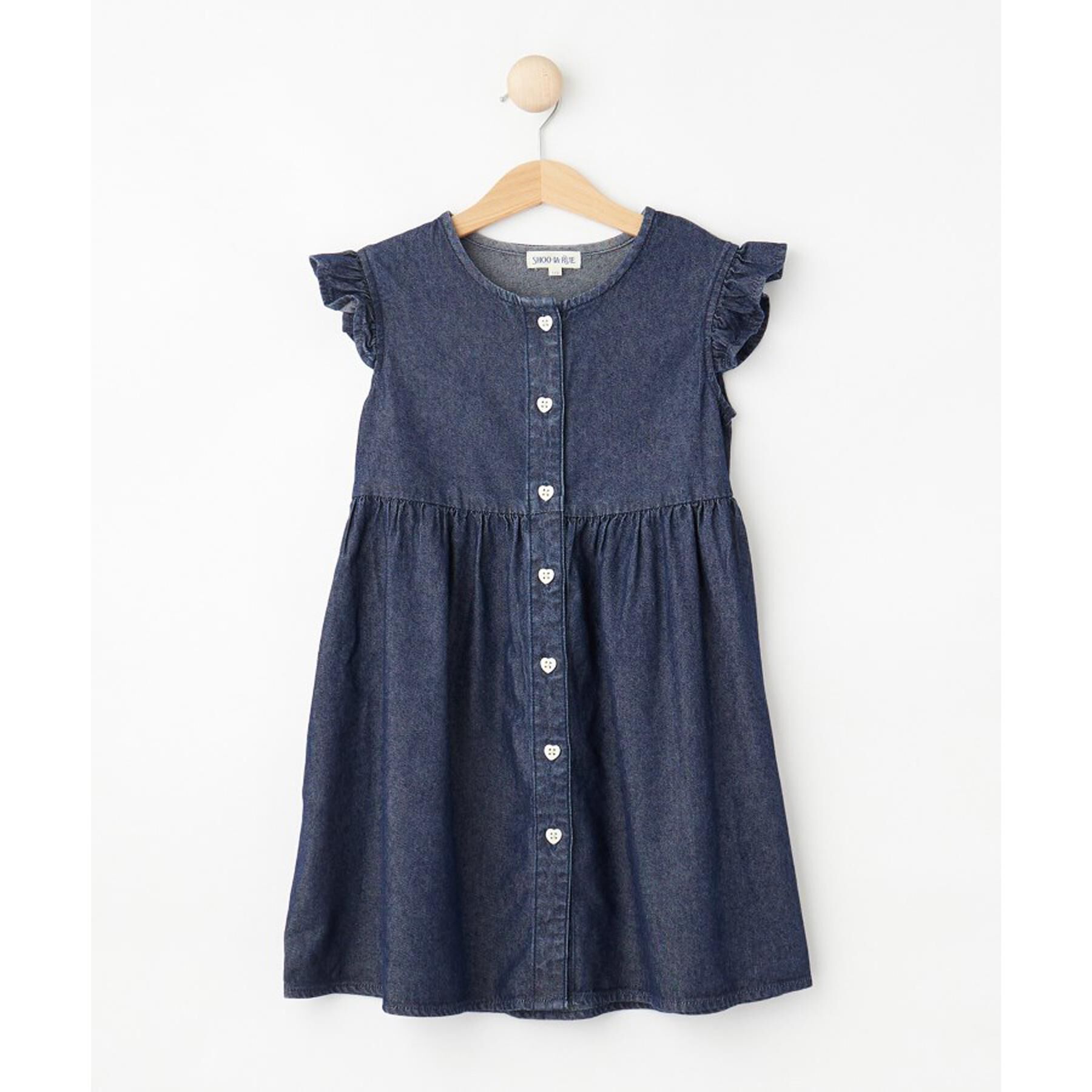 SHOO･LA･RUE「【100-150cm/ひんやり】ハートボタンデニムワンピース」|ワンピース|