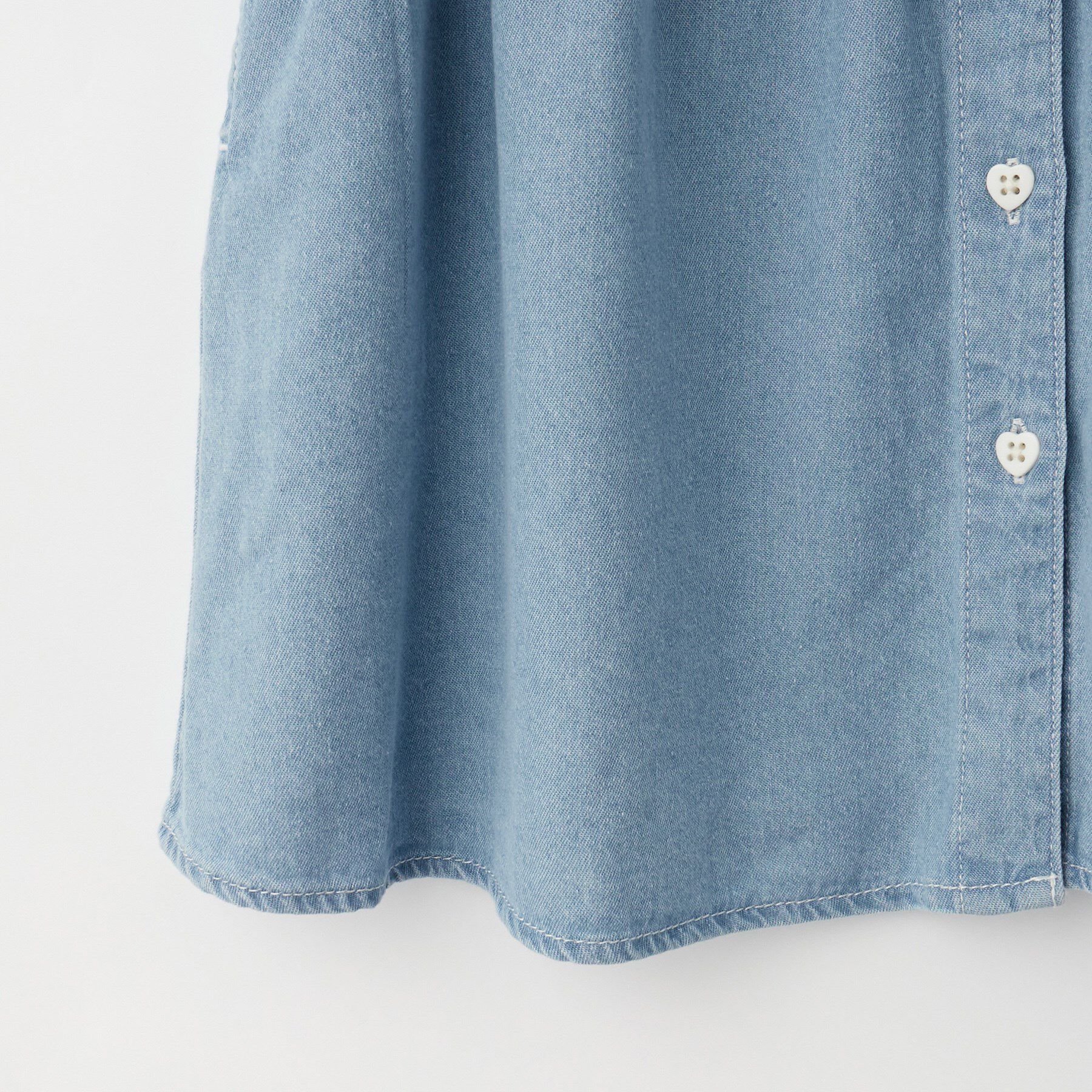 SHOO･LA･RUE「【100-150cm/ひんやり】ハートボタンデニムワンピース」|ワンピース|