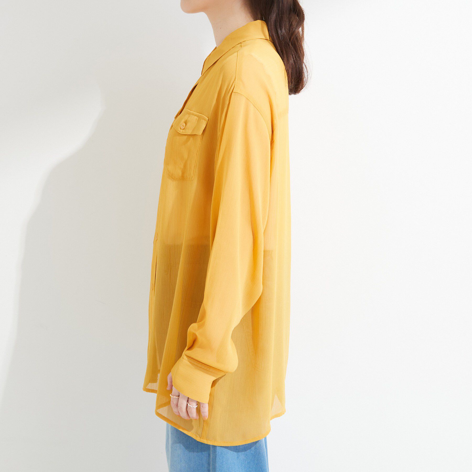 SHOO･LA･RUE「【洗濯機可】ダブルポケット 楊柳しぼしぼシアーシャツ」|シャツ・ブラウス|