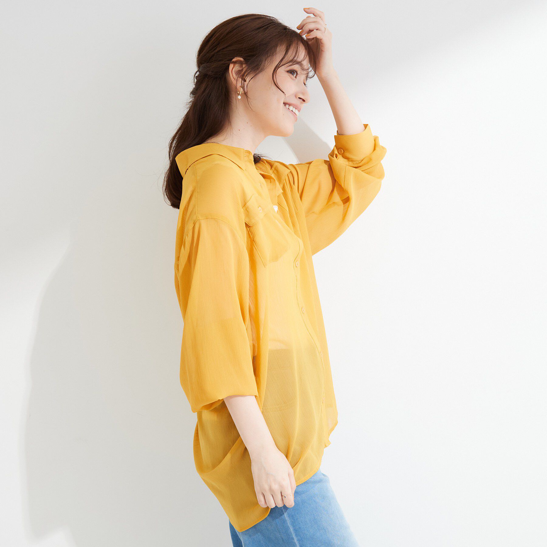 SHOO･LA･RUE「【洗濯機可】ダブルポケット 楊柳しぼしぼシアーシャツ」|シャツ・ブラウス|