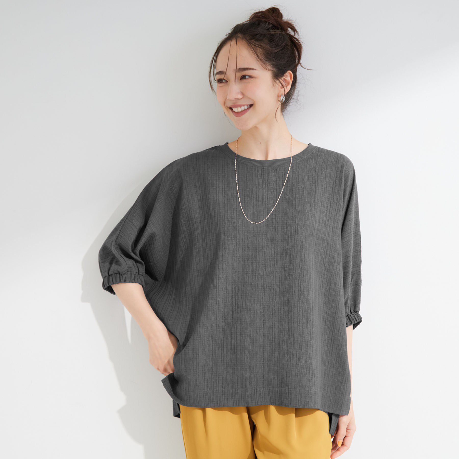 SHOO･LA･RUE「【インせず着られる/洗濯後しわになりにくい】シボシボドルマンブラウス」|シャツ・ブラウス|