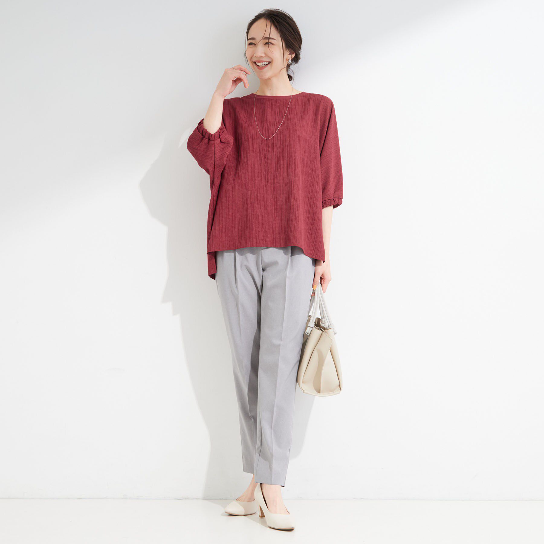 SHOO･LA･RUE「【インせず着られる/洗濯後しわになりにくい】シボシボドルマンブラウス」|シャツ・ブラウス|