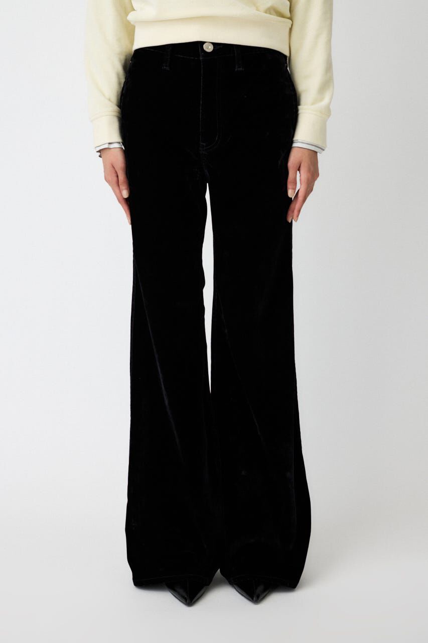 MOUSSY「VELVET LONG LEG フレア」|デニム|BLK
