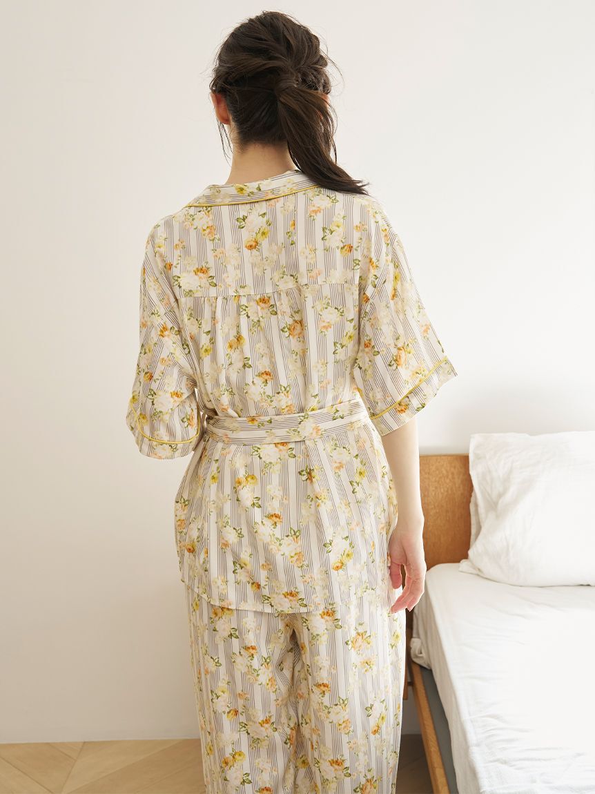 SNIDEL HOME「【接触冷感】ストライプフラワーシャツ」|ルームウェア|