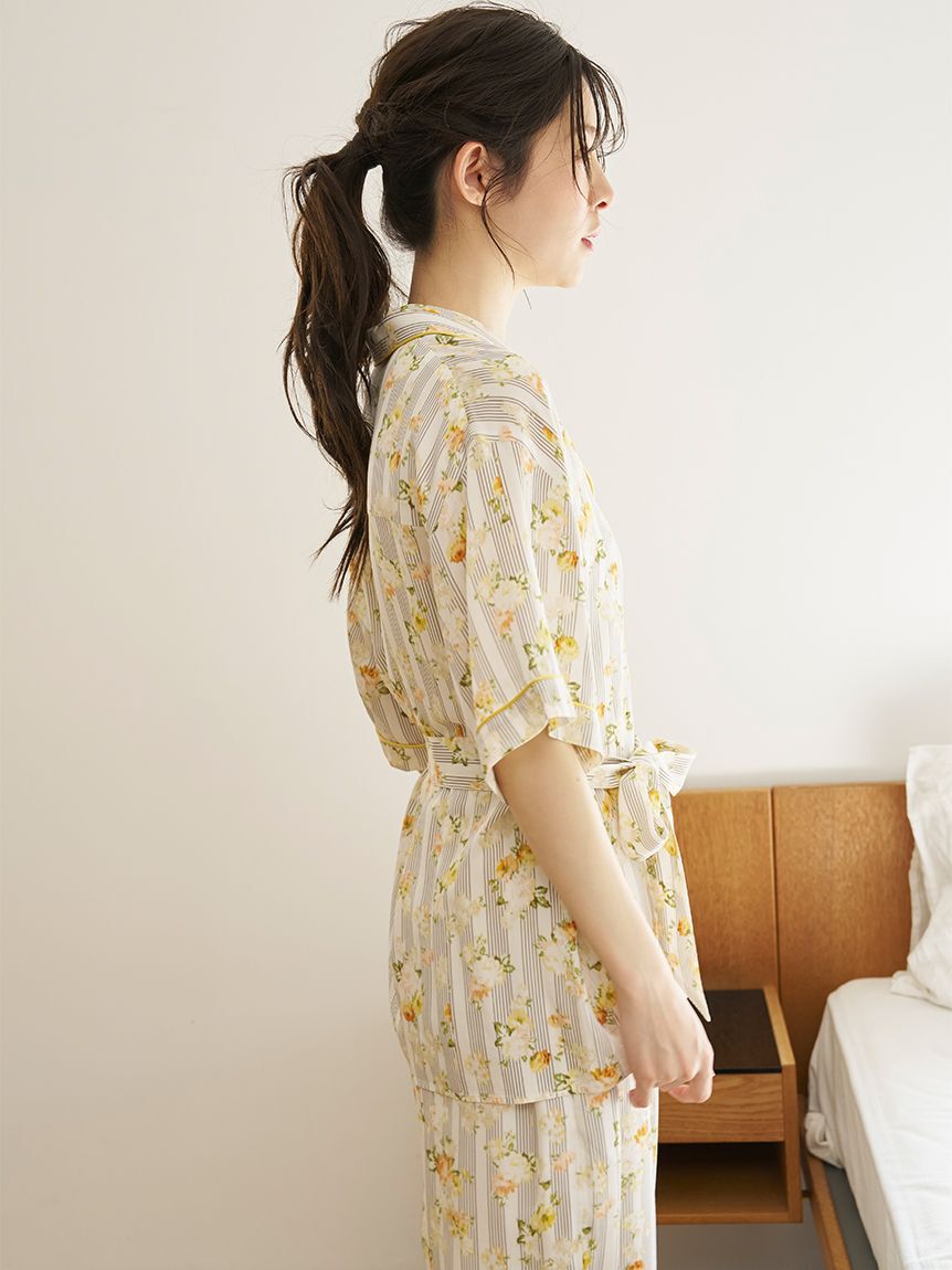SNIDEL HOME「【接触冷感】ストライプフラワーシャツ」|ルームウェア|