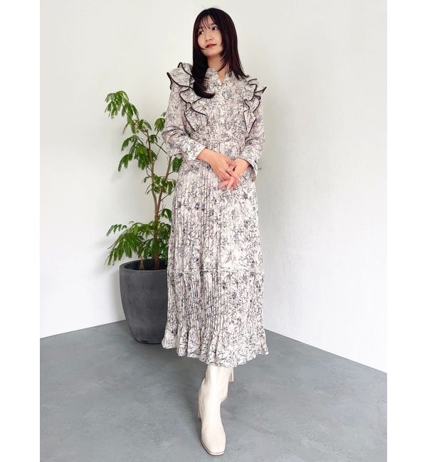 dazzlin「【WEB限定カラーあり】ダブルフリルフラワープリーツワンピース」|ワンピース|