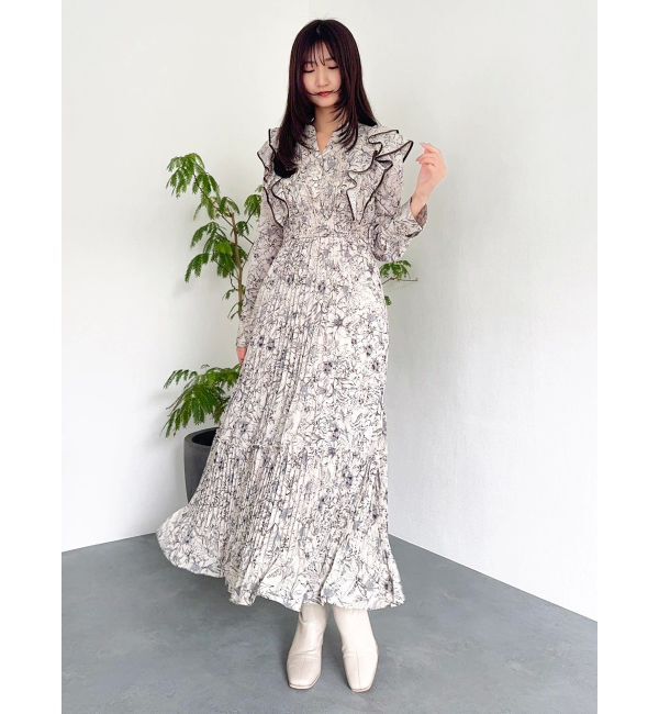 dazzlin「【WEB限定カラーあり】ダブルフリルフラワープリーツワンピース」|ワンピース|