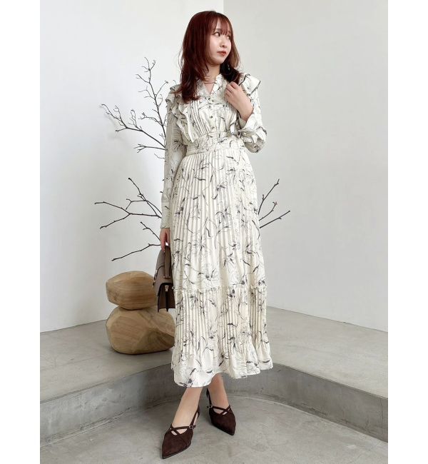 dazzlin「【WEB限定カラーあり】ダブルフリルフラワープリーツワンピース」|ワンピース|