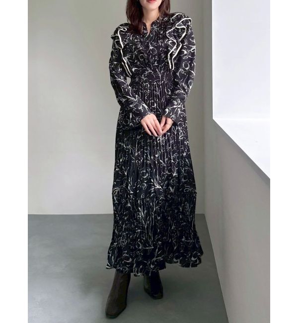 dazzlin「【WEB限定カラーあり】ダブルフリルフラワープリーツワンピース」|ワンピース|