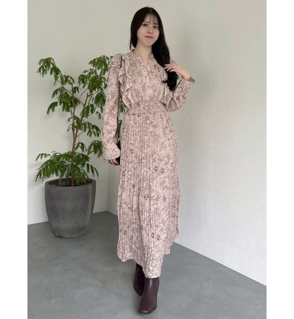 dazzlin「【WEB限定カラーあり】ダブルフリルフラワープリーツワンピース」|ワンピース|