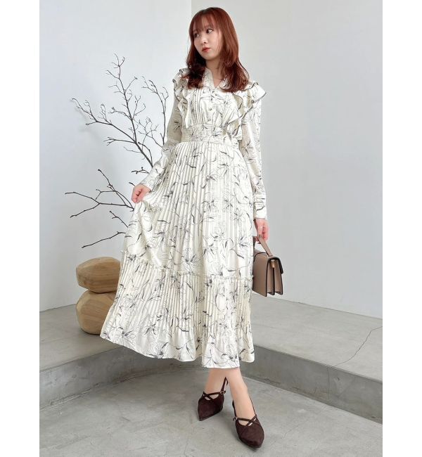 dazzlin「【WEB限定カラーあり】ダブルフリルフラワープリーツワンピース」|ワンピース|