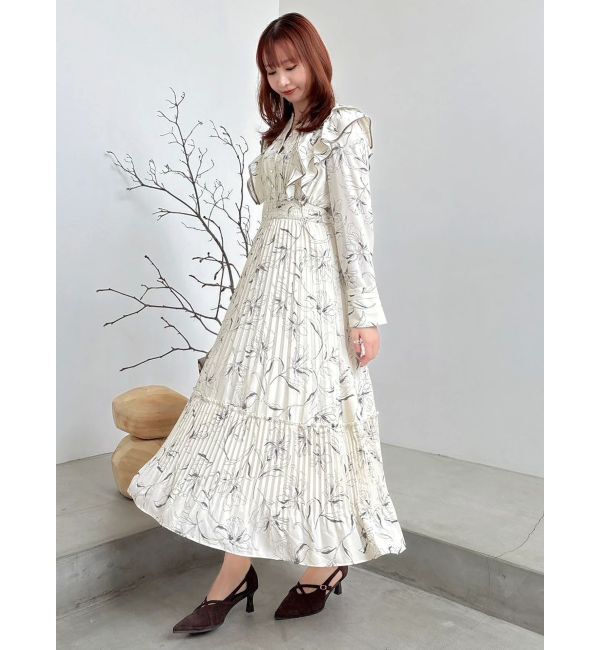 dazzlin「【WEB限定カラーあり】ダブルフリルフラワープリーツワンピース」|ワンピース|