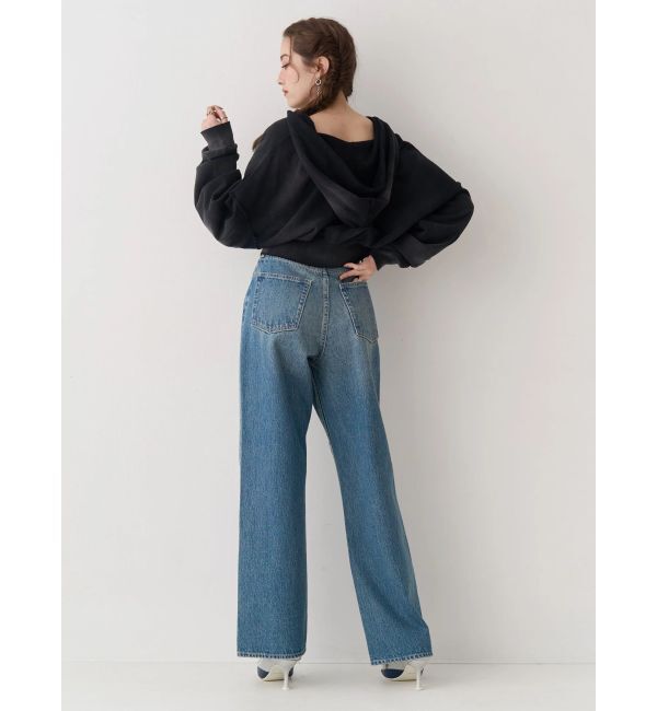 EVRIS「ビジューハートカッティングワイドデニムパンツ」|デニム|
