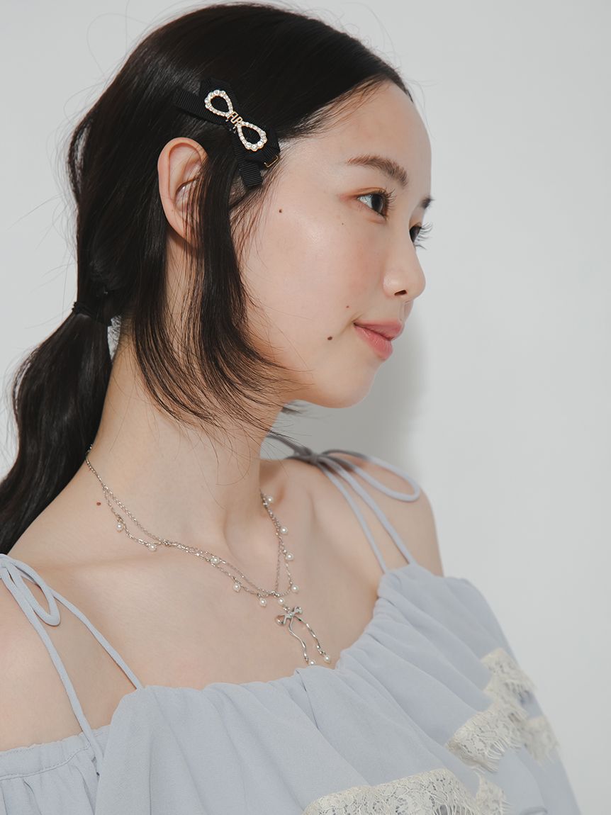 FURFUR「クリスタルリボンヘアピンセット」|ヘアバンド|