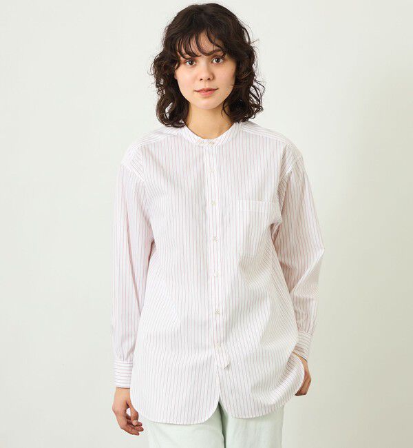 MACKINTOSH PHILOSOPHY「GREY LABEL バンドカラーパターンドシャツ」|シャツ・ブラウス|レッド