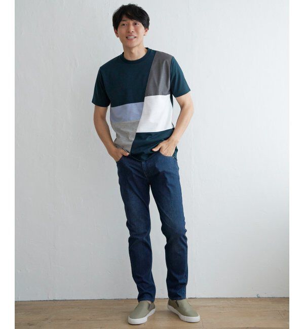 ikka「ブロックスポンチ切り替えTシャツ」|Tシャツ・カットソー|