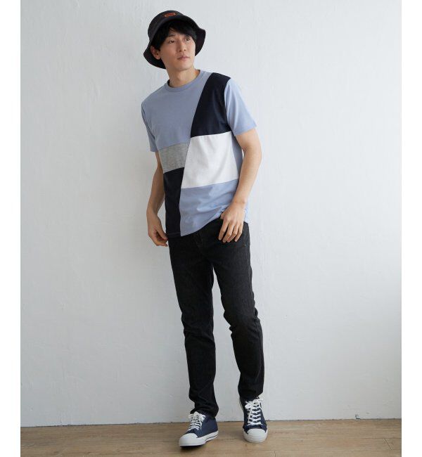ikka「ブロックスポンチ切り替えTシャツ」|Tシャツ・カットソー|