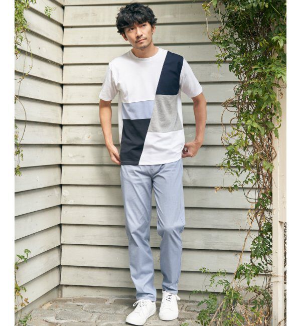 ikka「ブロックスポンチ切り替えTシャツ」|Tシャツ・カットソー|