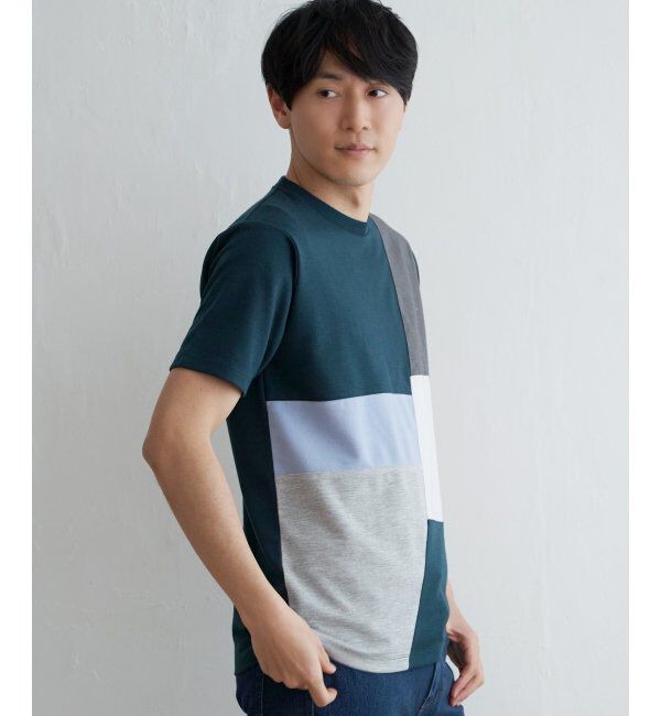 ikka「ブロックスポンチ切り替えTシャツ」|Tシャツ・カットソー|