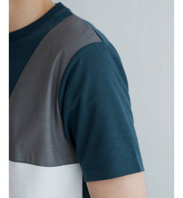 ikka「ブロックスポンチ切り替えTシャツ」|Tシャツ・カットソー|