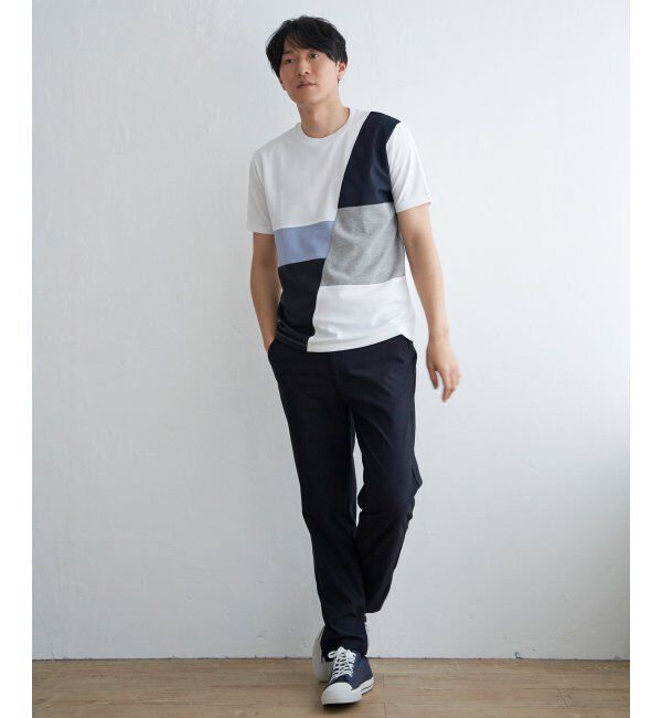 ikka「ブロックスポンチ切り替えTシャツ」|Tシャツ・カットソー|