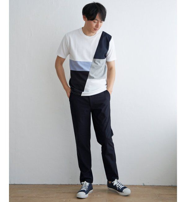 ikka「ブロックスポンチ切り替えTシャツ」|Tシャツ・カットソー|