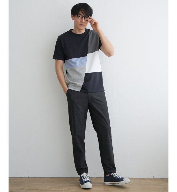 ikka「ブロックスポンチ切り替えTシャツ」|Tシャツ・カットソー|
