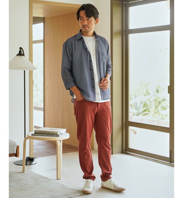 ikka「シアーデニムチェック七分袖シャツ」|シャツ・ブラウス|