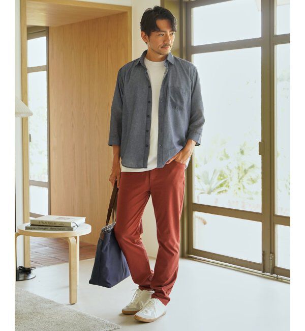 ikka「シアーデニムチェック七分袖シャツ」|シャツ・ブラウス|