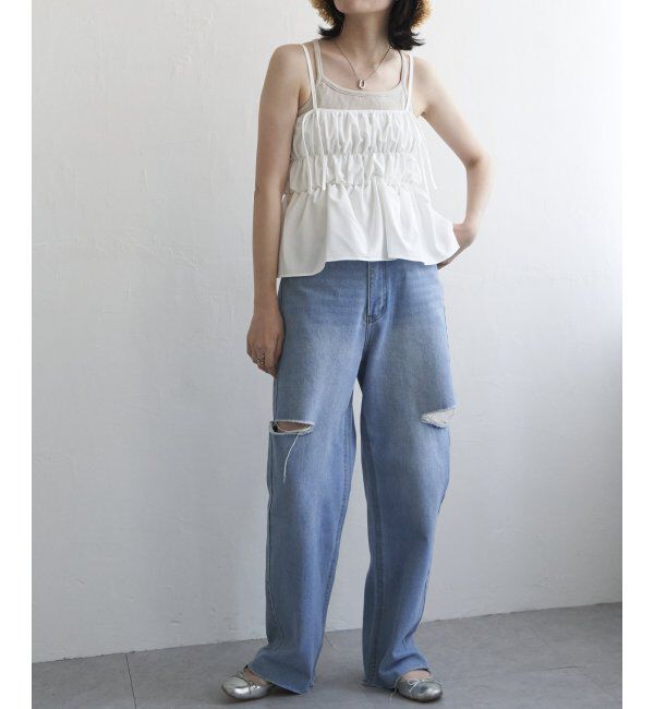 VENCE share style「リボンギャザーキャミソール」|タンクトップ|