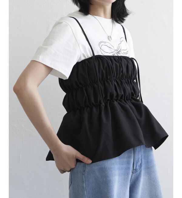 VENCE share style「リボンギャザーキャミソール」|タンクトップ|