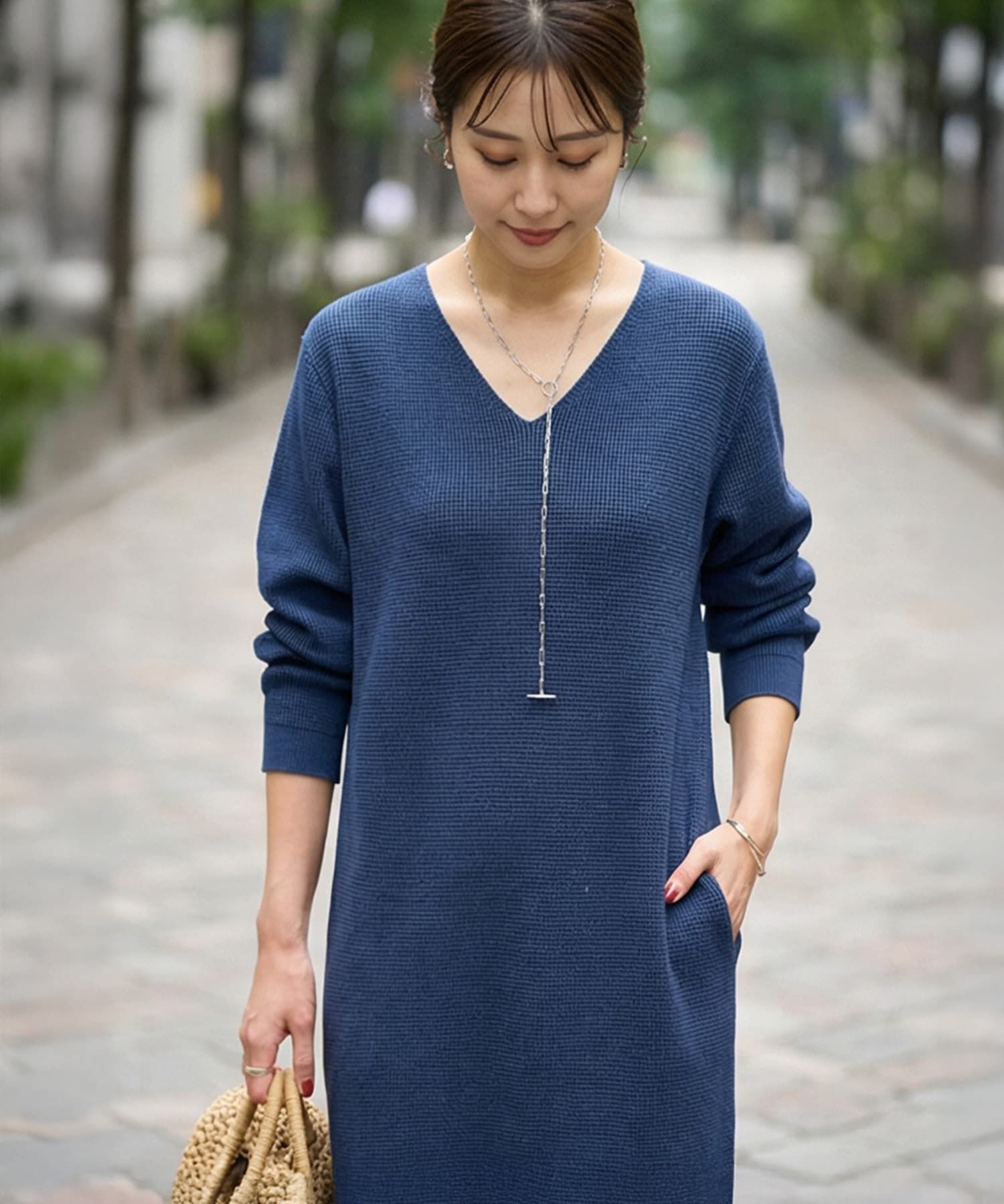 STYLE DELI「サーマル編みVネックワンピース」|ワンピース|