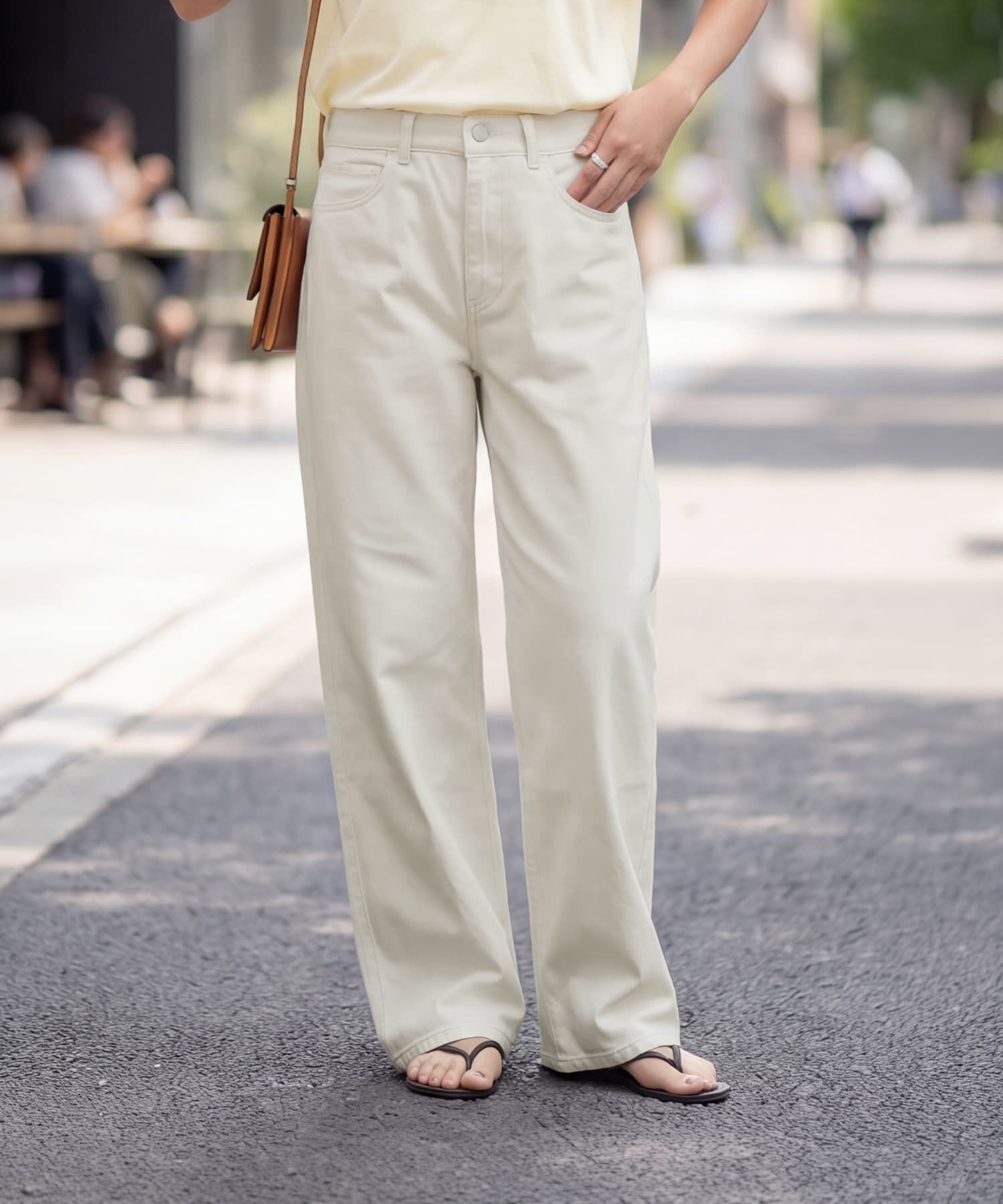STYLE DELI「風合い加工ストレートコットンワイドパンツ」|その他|ライトグレージュ