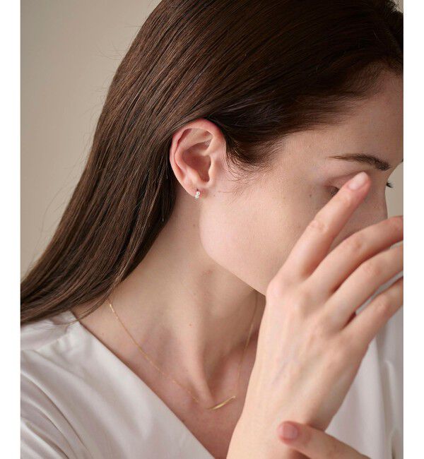 ete「K10YG ダイヤモンド/パール ピアス」|ピアス|
