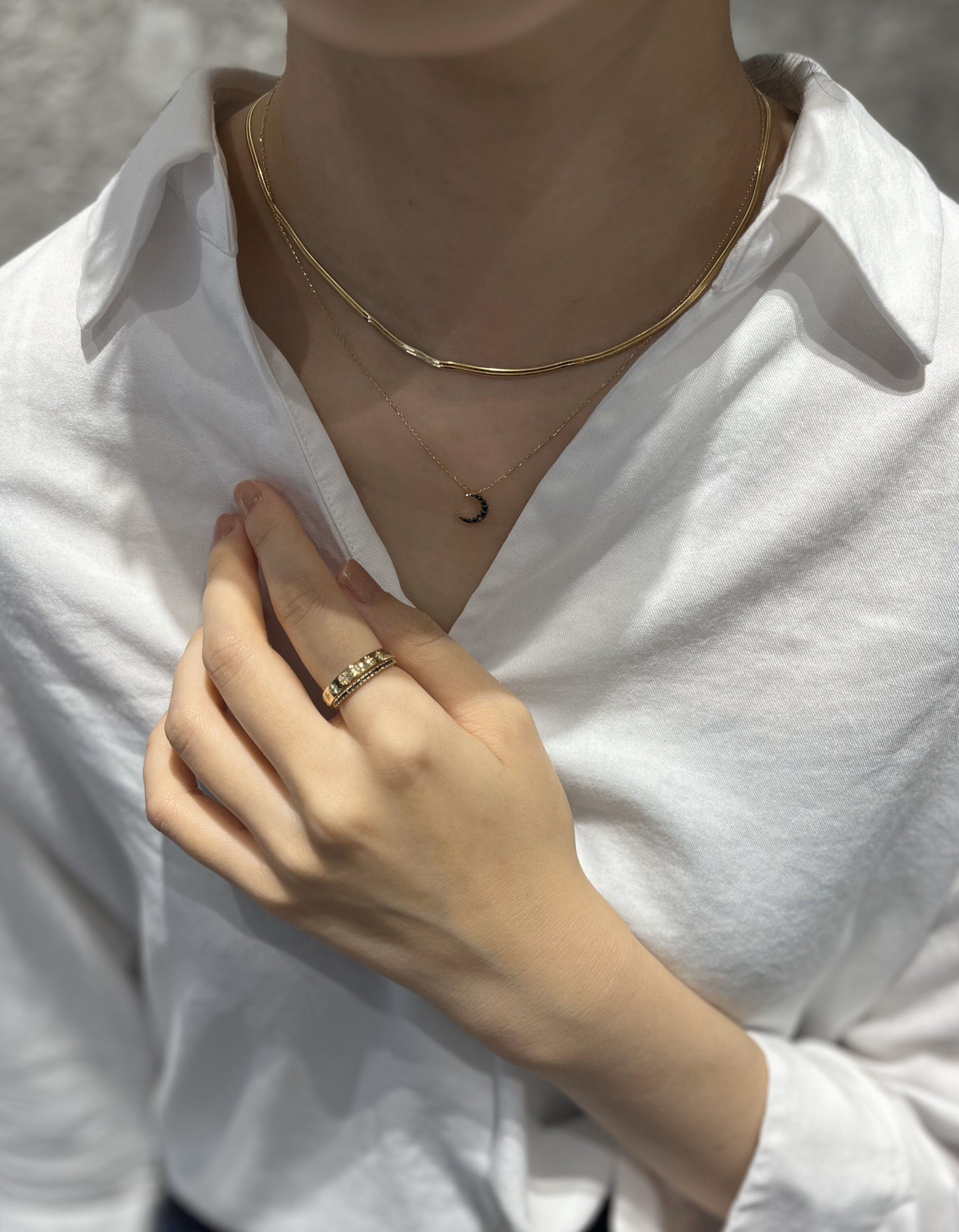 STAR JEWELRY「BLACK DIAMOND MOON NECKLACE」|ネックレス|