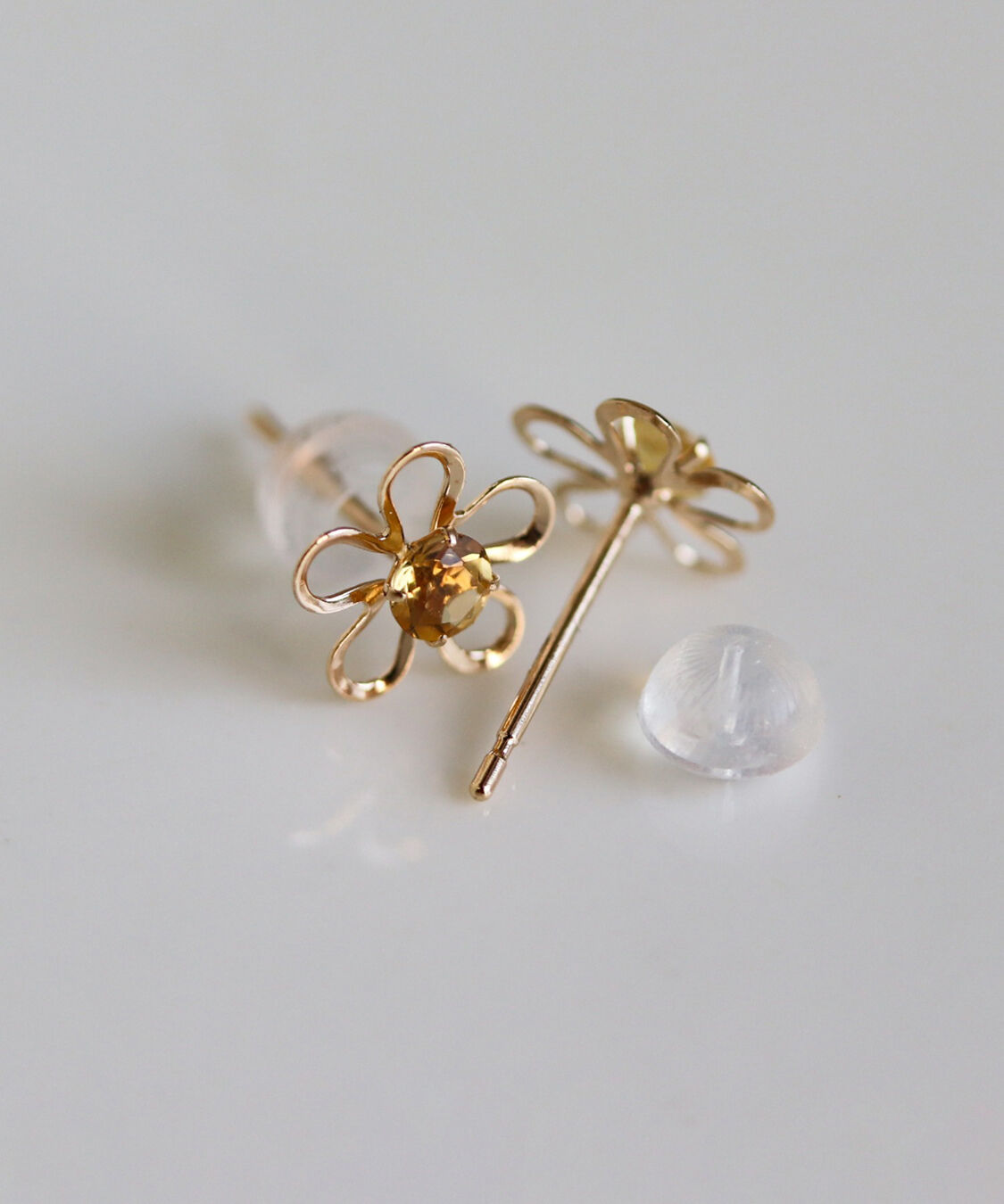  「カラーストーン フラワー ピアス | K10YG」|ピアス|
