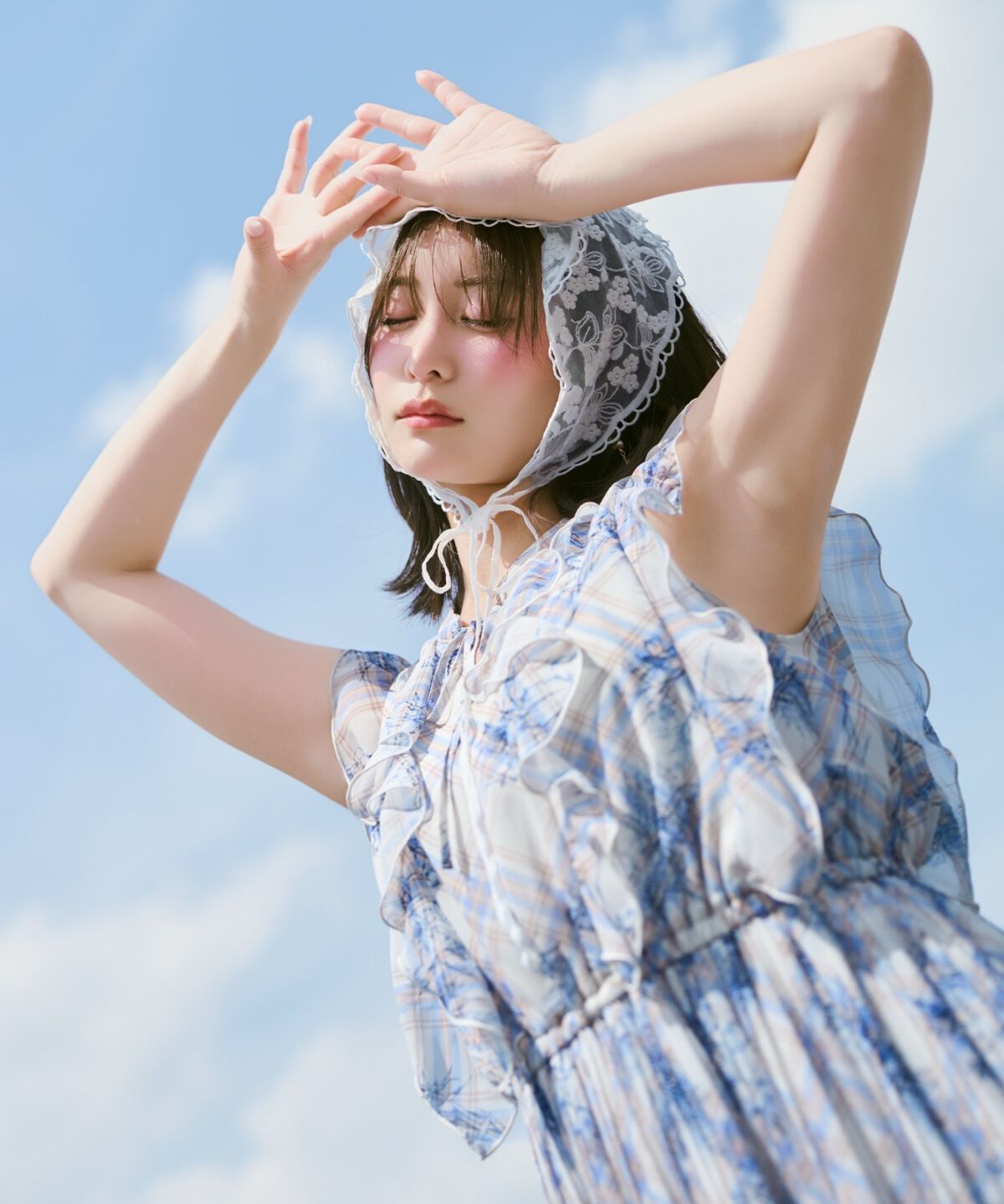 WILLSELECTION「フラワーチェックプリントプリーツ切替ワンピース」|ワンピース|