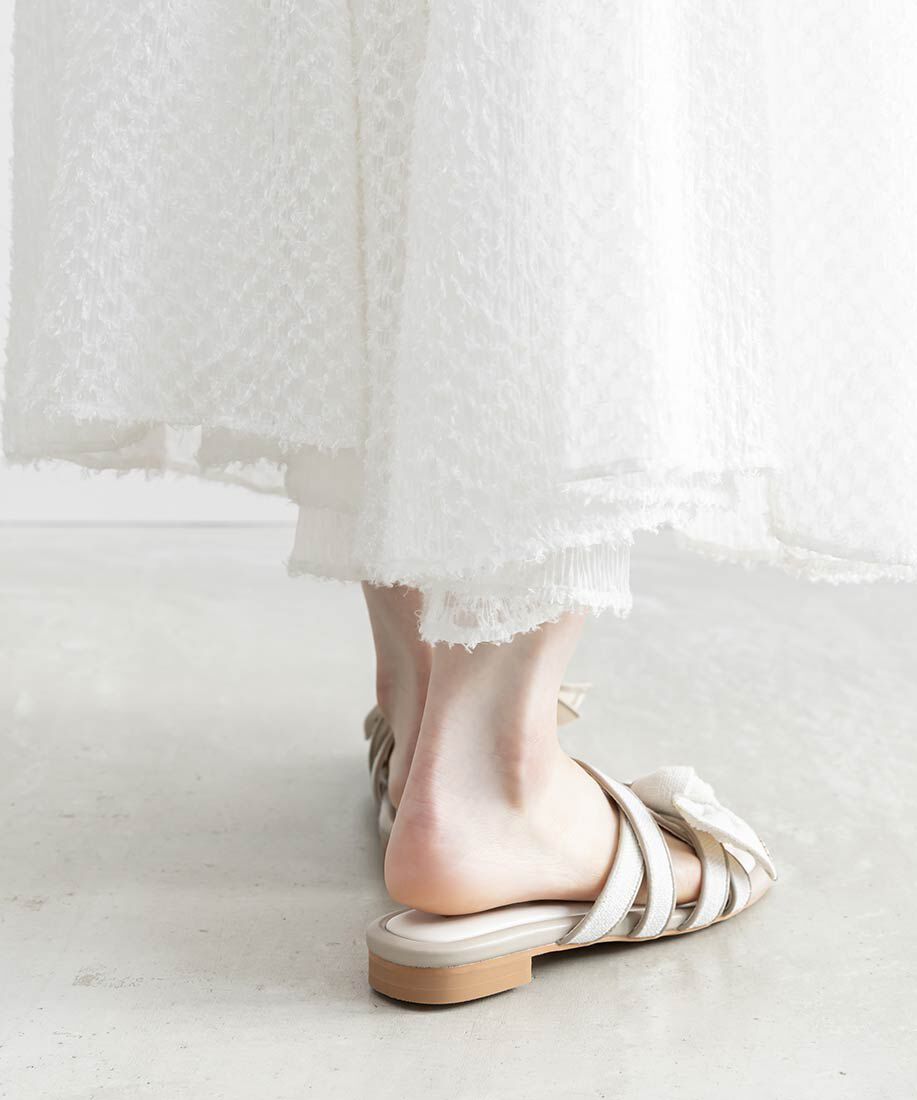  「ナチュラルリボンフラットサンダル」|サンダル|