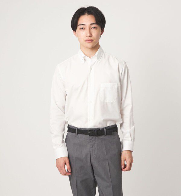 UNITED ARROWS green label relaxing「エブリット TC パナマ スナップ ボタンダウン シャツ -イージーアイロン・通気性-」|シャツ・ブラウス|WHITE