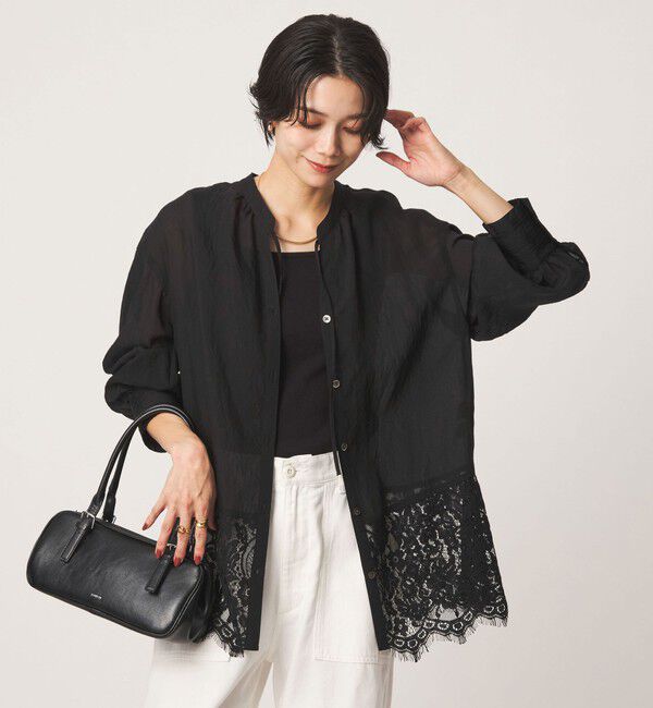UNITED ARROWS green label relaxing「【結論シリーズ】ミルフィーユレースブラウス」|シャツ・ブラウス|BLACK