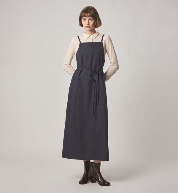 STEVEN ALAN「＜Steven Alan＞ヘリンボーン ツイードライク エプロン ワンピース」|ワンピース|NAVY