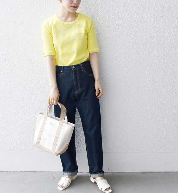 SHIPS any「【WEB限定】SHIPS any:〈洗濯機可能〉テレコ リブ ハーフスリーブ TEE」|Tシャツ・カットソー|