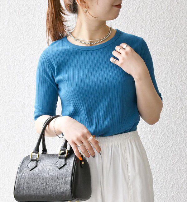 SHIPS any「【WEB限定】SHIPS any:〈洗濯機可能〉テレコ リブ ハーフスリーブ TEE」|Tシャツ・カットソー|ロイヤルブルー