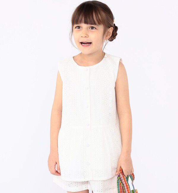SHIPS KIDS「SHIPS KIDS:100～130cm / レース ペプラム ノースリーブ ブラウス」|シャツ・ブラウス|