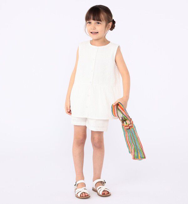 SHIPS KIDS「SHIPS KIDS:100～130cm / レース ペプラム ノースリーブ ブラウス」|シャツ・ブラウス|