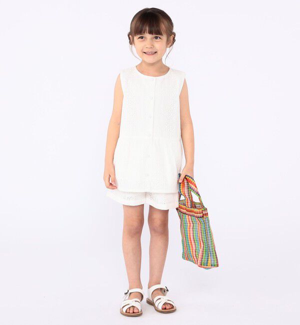 SHIPS KIDS「SHIPS KIDS:100～130cm / レース ペプラム ノースリーブ ブラウス」|シャツ・ブラウス|