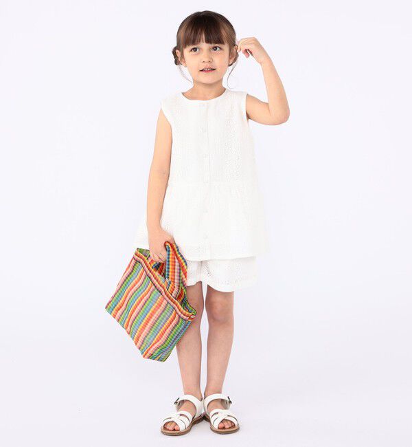 SHIPS KIDS「SHIPS KIDS:100～130cm / レース ペプラム ノースリーブ ブラウス」|シャツ・ブラウス|